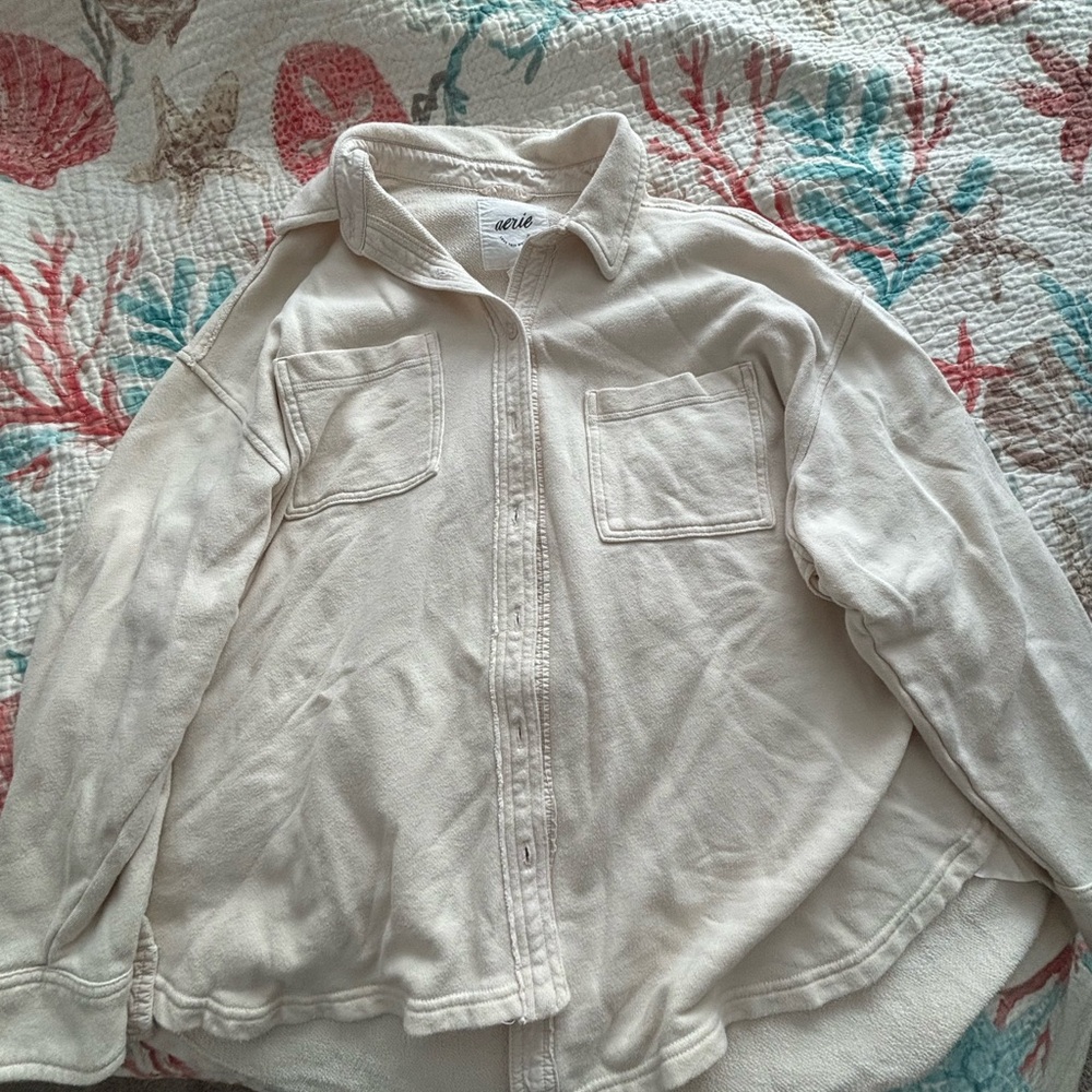 Aerie Tan Button Up Flannel